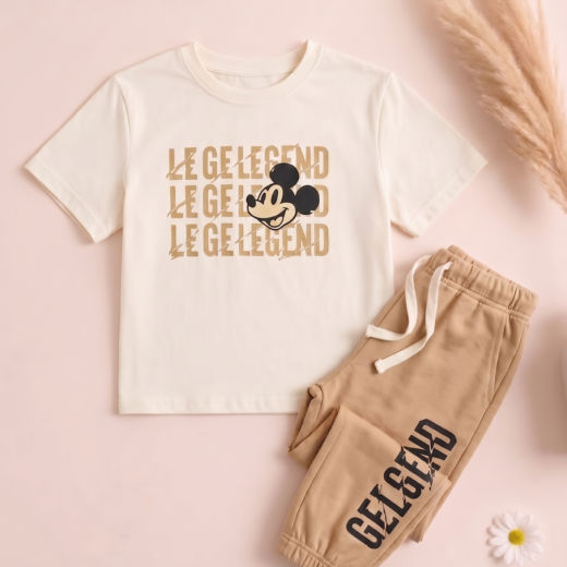 طقم ولادي قطعتين (تيشرت وبنطلون) بطبعة "ميكي ماوس" Legend