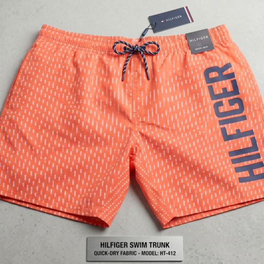 مايوه رجالي (شورت بحر) ماركة Hilfiger برتقالي مخطط - إصدار Orange Stripe