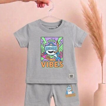 طقم أطفال ولادي صيفي قطعتين بطبعة "القرش" Awesome Vibes