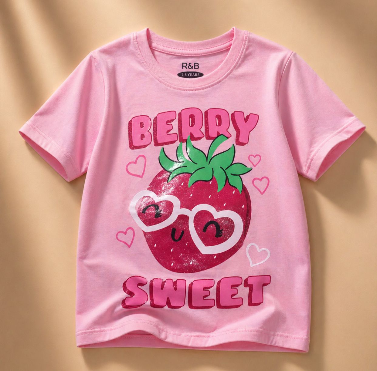 تيشرت بناتي صيفي R&B وردي بطبعة فراولة "Berry Sweet" تيشرت بناتي صيفي R&B وردي بطبعة فراولة "Berry Sweet"
