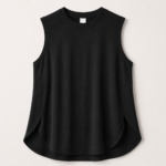 قميص نسائي كاجوال بدون أكمام (Tank Top) باللون الأسود الأساسي