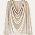 بلوزة نسائية فاخرة من المخمل بياقة "كاولي" (Cowl Neck)