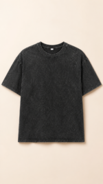 تيشيرت "البيزك المغسول" (Vintage Washed Basic T-shirt) – قصة أوفر سايز وتصميم سادة – لون أسود باهت (متجر تَسَوق)