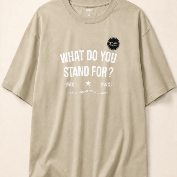 تيشيرت "Stand For" الشبابي (Stand For Graphic T-shirt) – قصة واسعة مريحة – لون بيج ترابي (متجر تَسَوق)