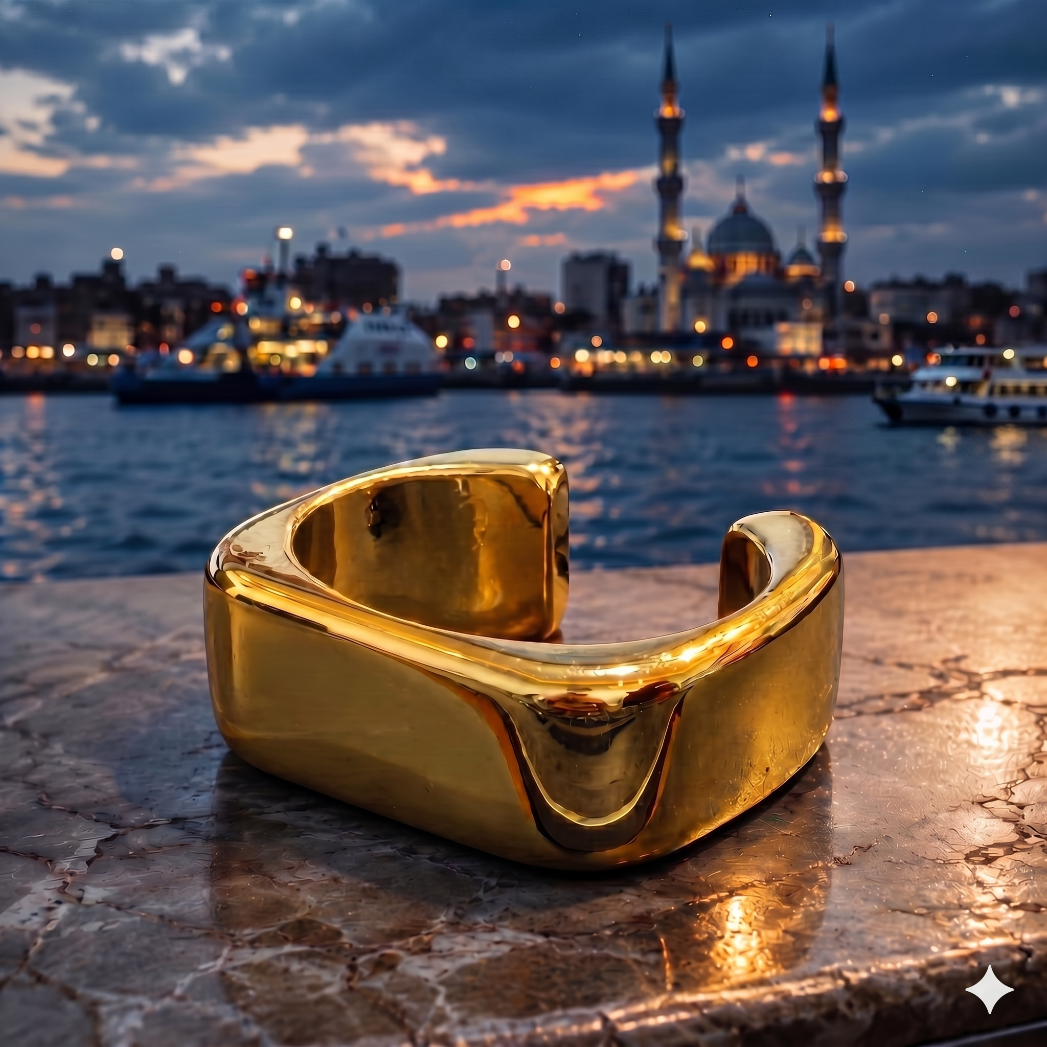 Gemini_Generated_Image_3c0cca3c0cca3c0c سوار "الفخامة الهندسية" (Geometric Luxe Cuff) – تصميم انسيابي مربع – بريق ذهبي فاخر - الصورة 1