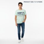 تيشيرت شبابي صيفي "KEEP IT COOL" – لون أخضر فاتح (Mint) مع طباعة عصرية – قطن مريح