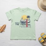 تيشيرت أطفال صيفي "The Tropical Paradise" – لون أخضر نعناعي (Mint) مع رسمة "سيارة هاواي" – قطن ناعم