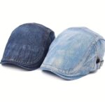 قبعة "البيريه الجينز" (Denim Flat Cap) – طقم ثنائي بدرجات الأزرق (داكن وفاتح) – تصميم كلاسيكي عتيق (متجر تَسَوق)