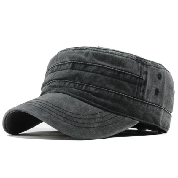 قبعة "الكاديت العتيقة" (Vintage Cadet Cap) – تصميم عسكري مغسول – لون رمادي داكن (متجر تَسَوق)