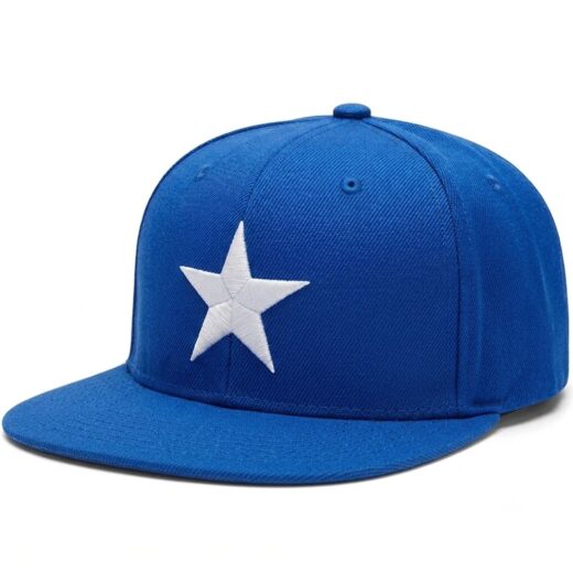 قبعة "النجمة الساطعة" (Star Snapback) – تصميم عصري بحافة مسطحة – لون أزرق ملكي (متجر تَسَوق)