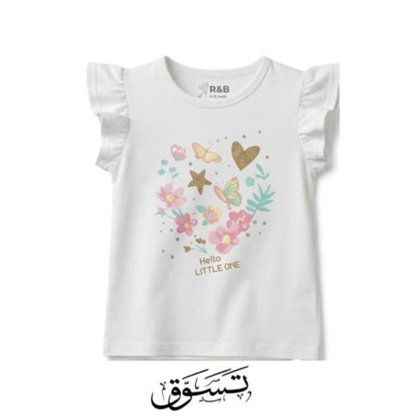 تيشيرت بناتي رقيق بتصميم "Hello Little One" والزهور