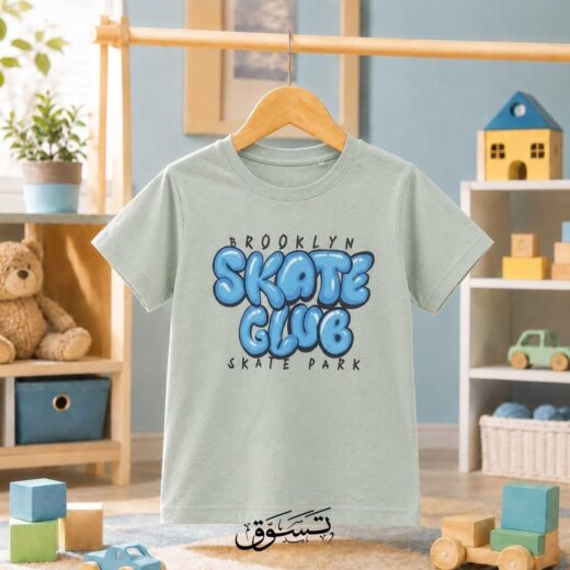 تيشيرت أولادي صيفي "Brooklyn Skate Club" بتصميم جرافيتي