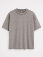 تيشيرت "البيزك المغسول" (Vintage Washed Basic T-shirt) – قصة أوفر سايز وتصميم سادة – لون بني باهت (متجر تَسَوق)