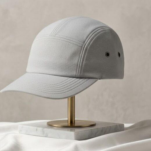 قبعة كاب "5-Panel" العصرية - تصميم "مينيماليست" بلون رمادي فاتح