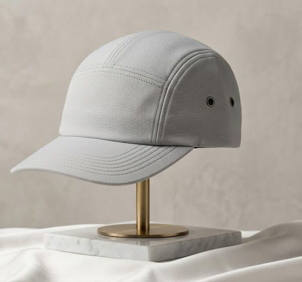 قبعة كاب "5-Panel" العصرية - تصميم "مينيماليست" بلون رمادي فاتح