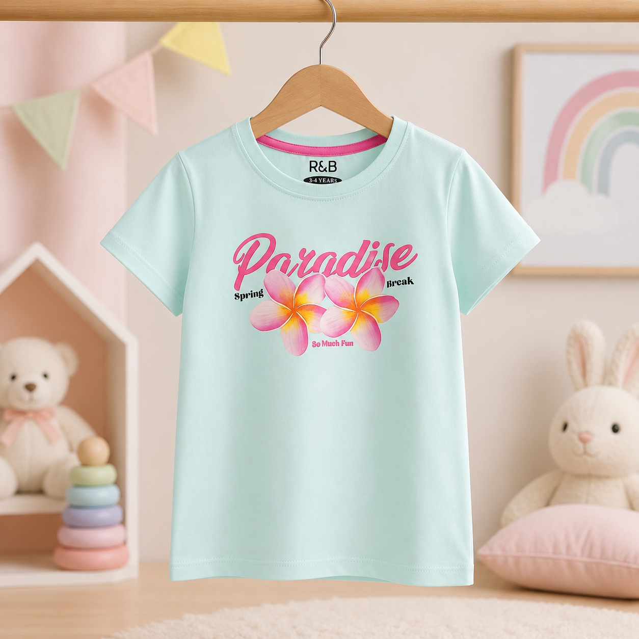 تيشيرت أطفال تركواز بتصميم "Paradise" من R&B تيشيرت أطفال تركواز بتصميم "Paradise" من R&B