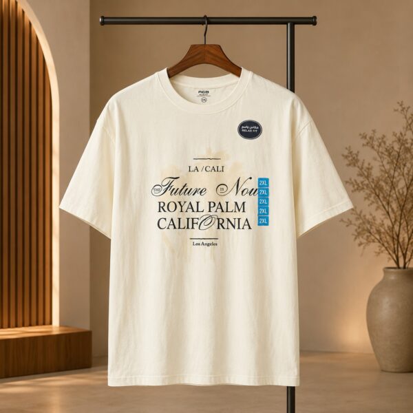 تيشيرت رجالي أوف وايت كاجوال بتصميم Royal Palm California